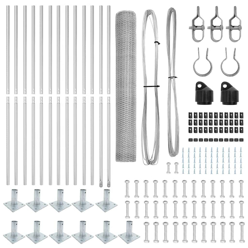 vidaXL Kerítés oszlopokkal Ezüst 1.2 x 25 m PVC-bevonatos acél