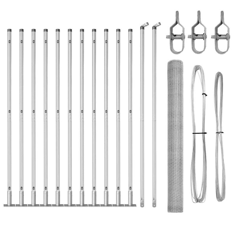 vidaXL Kerítés oszlopokkal Ezüst 1.4 x 25 m PVC-bevonatos acél