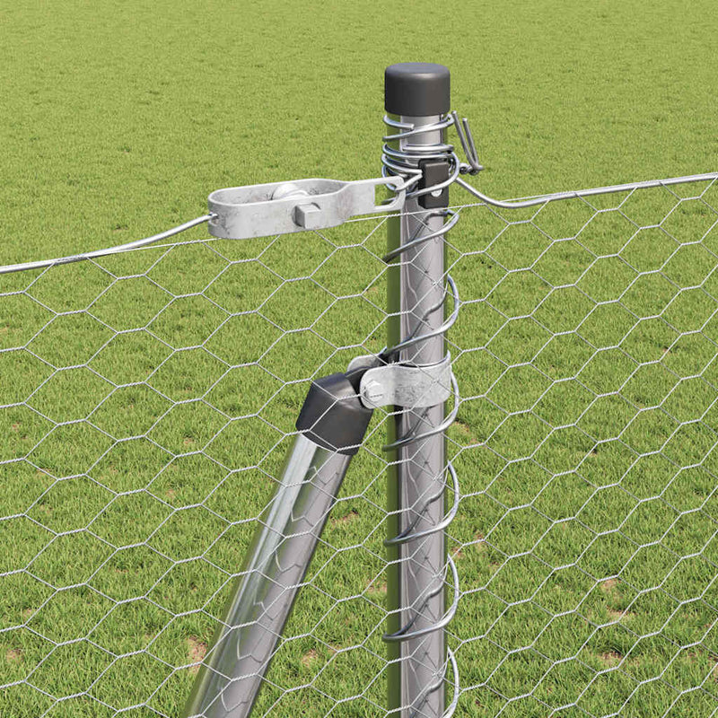 vidaXL Kerítés oszlopokkal Ezüst 1.4 x 25 m PVC-bevonatos acél