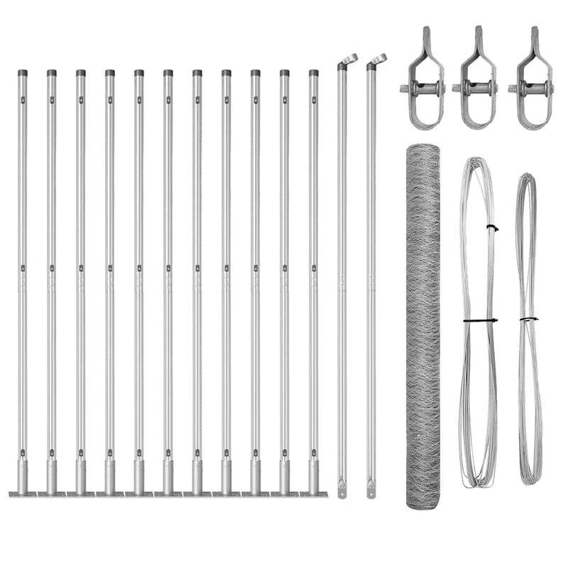 vidaXL Kerítés oszlopokkal Ezüst 1.4 x 25 m PVC-bevonatos acél