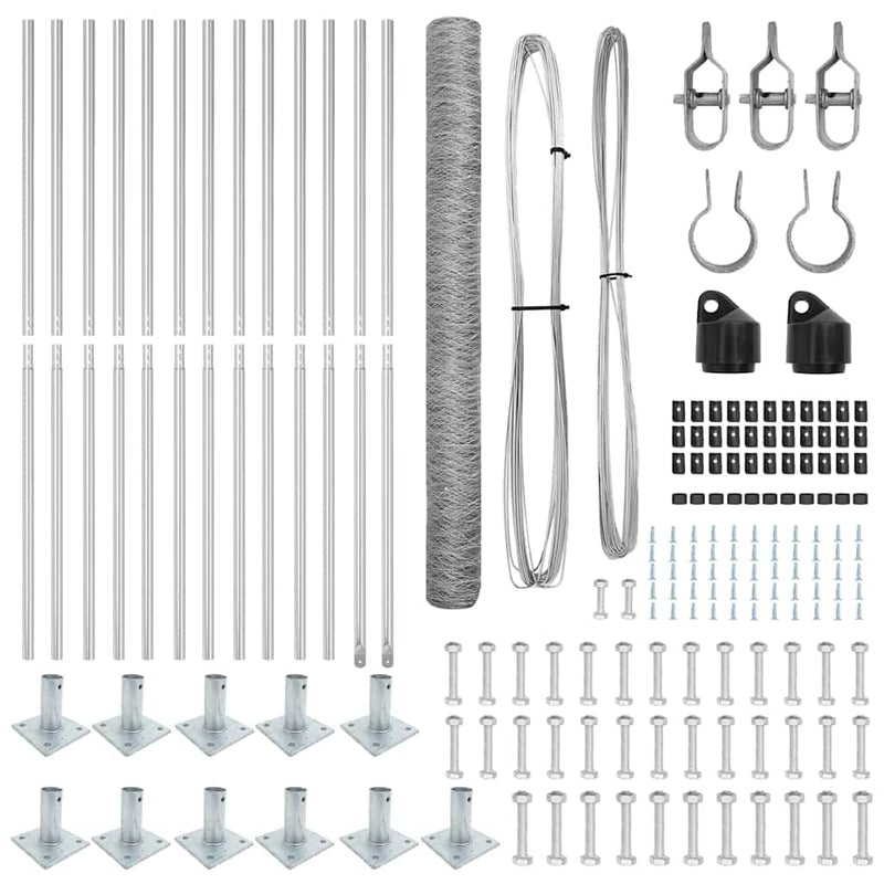 vidaXL Kerítés oszlopokkal Ezüst 1.4 x 25 m PVC-bevonatos acél