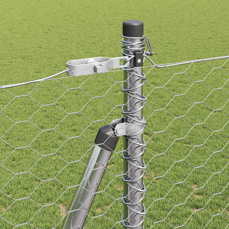 vidaXL Kerítés oszlopokkal Ezüst 1.5 x 25 m PVC-bevonatos acél