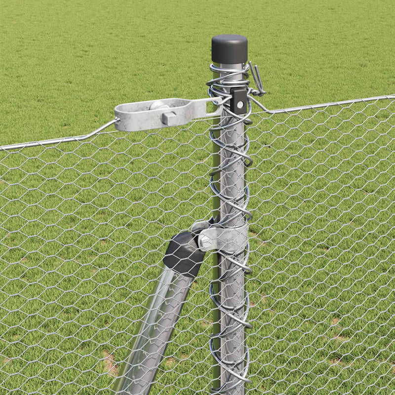 vidaXL Kerítés oszlopokkal Ezüst 1.6 x 25 m PVC-bevonatos acél