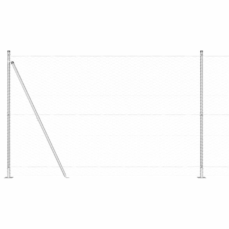 vidaXL Kerítés oszlopokkal Ezüst 1.6 x 25 m PVC-bevonatos acél