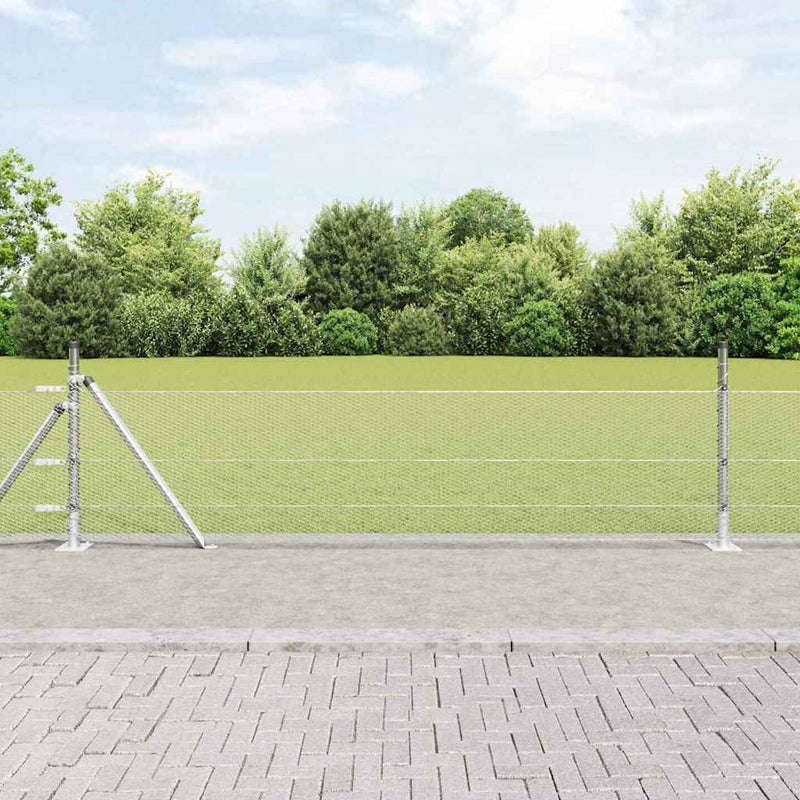 vidaXL Kerítés oszlopokkal Ezüst 0.4 x 50 m PVC-bevonatos acél
