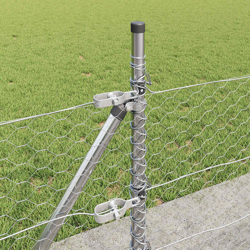 vidaXL Kerítés oszlopokkal Ezüst 0.4 x 50 m PVC-bevonatos acél