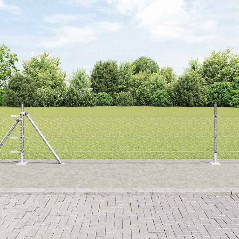 vidaXL Kerítés oszlopokkal Ezüst 0.4 x 50 m PVC-bevonatos acél