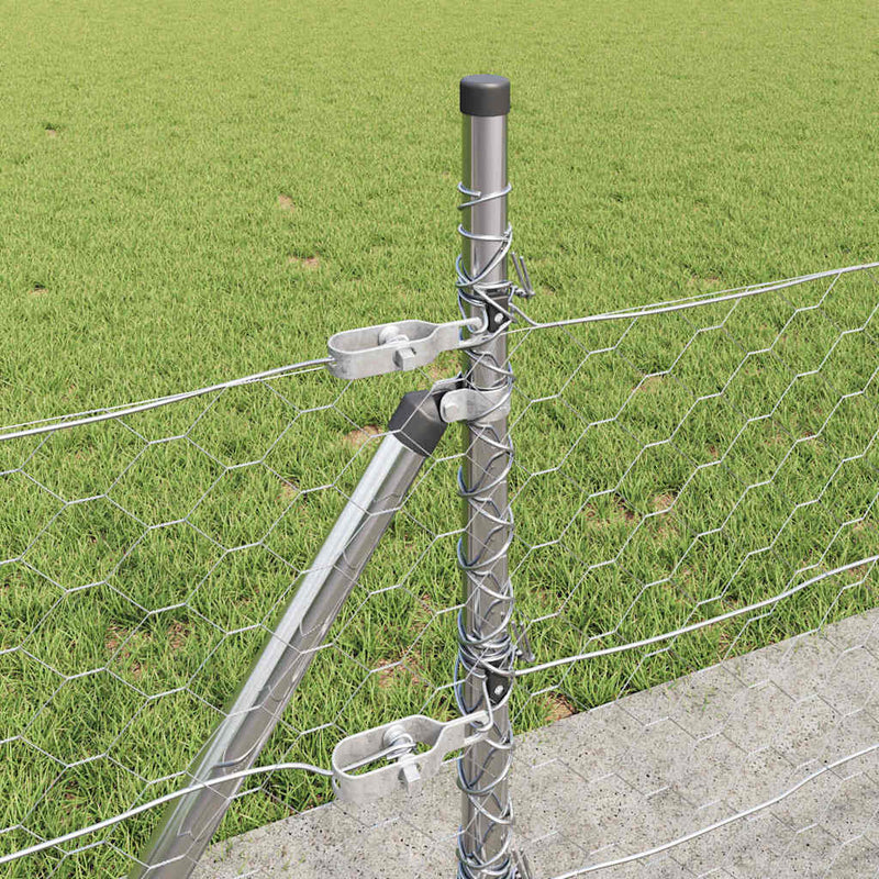 vidaXL Kerítés oszlopokkal Ezüst 0.5 x 50 m PVC-bevonatos acél