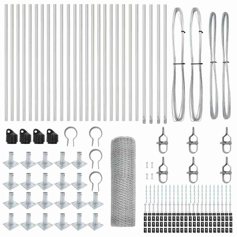 vidaXL Kerítés oszlopokkal Ezüst 0.8 x 50 m PVC-bevonatos acél