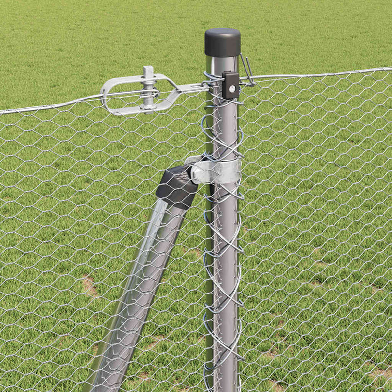 vidaXL Kerítés oszlopokkal Ezüst 1.2 x 50 m PVC-bevonatos acél