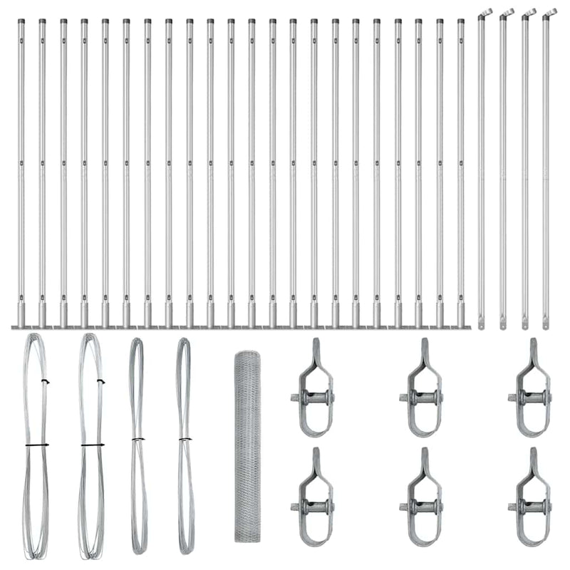 vidaXL Kerítés oszlopokkal Ezüst 1.2 x 50 m PVC-bevonatos acél