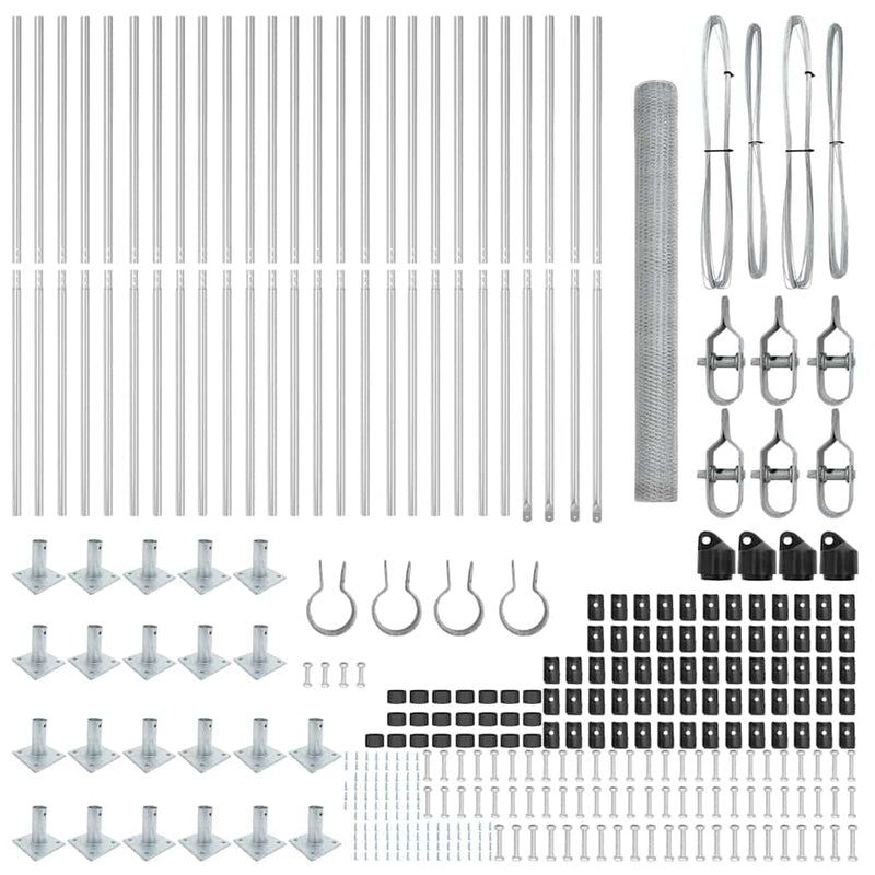 vidaXL Kerítés oszlopokkal Ezüst 1.5 x 50 m PVC-bevonatos acél