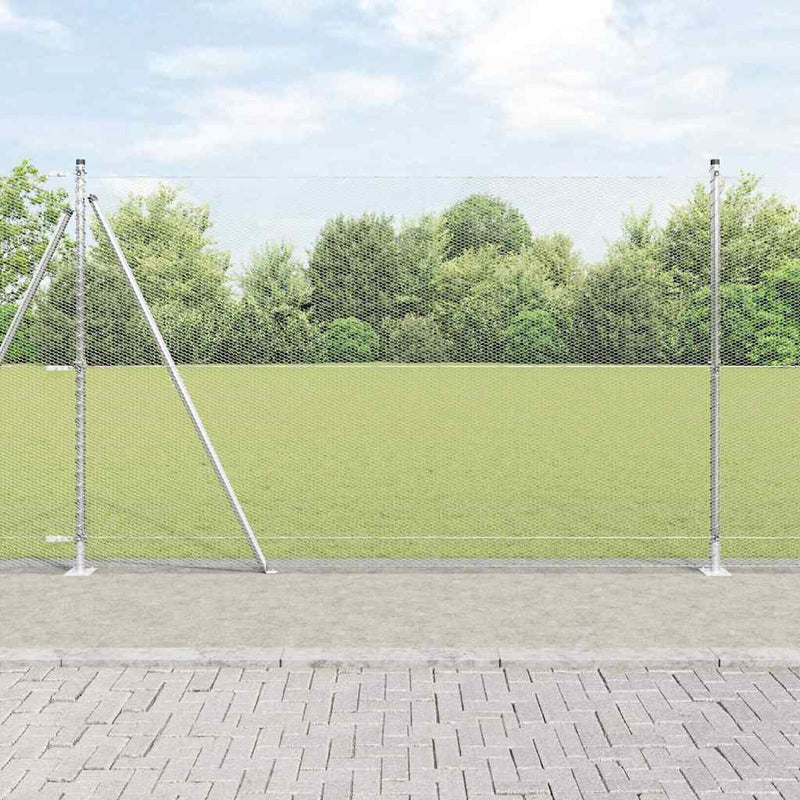 vidaXL Kerítés oszlopokkal Ezüst 1.6 x 50 m PVC-bevonatos acél