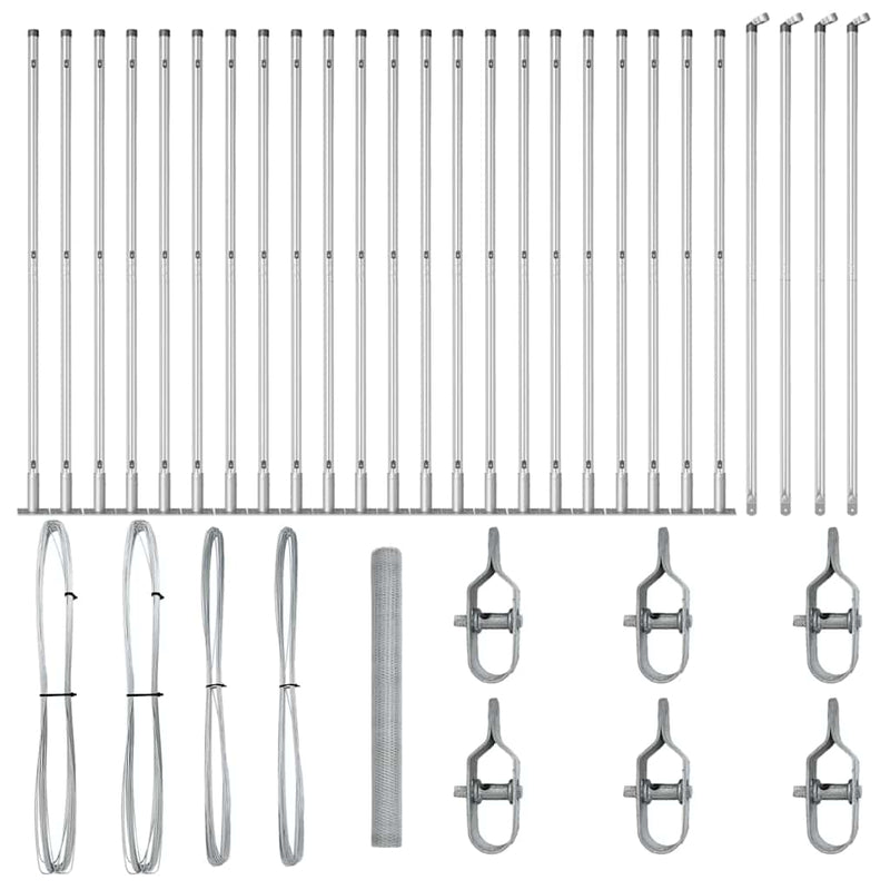 vidaXL Kerítés oszlopokkal Ezüst 1.6 x 50 m PVC-bevonatos acél