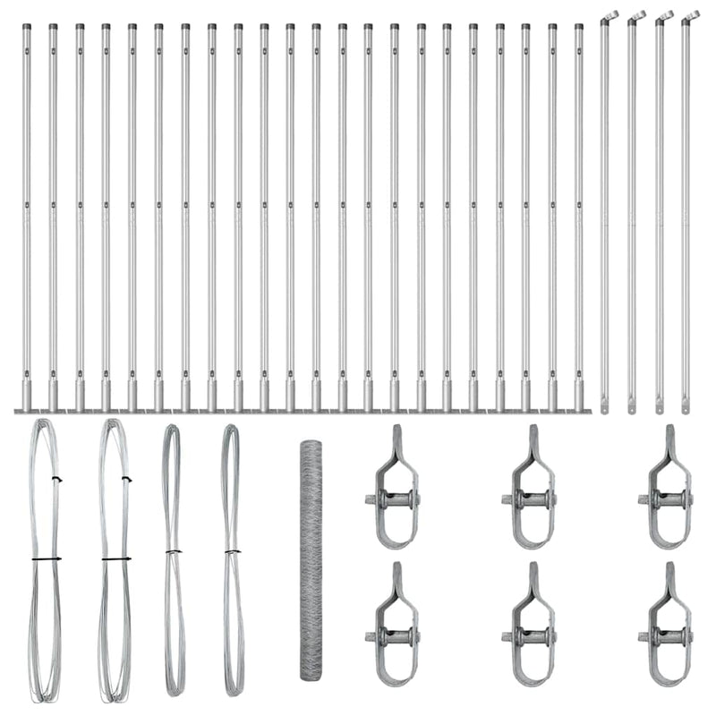 vidaXL Kerítés oszlopokkal Ezüst 1.6 x 50 m PVC-bevonatos acél