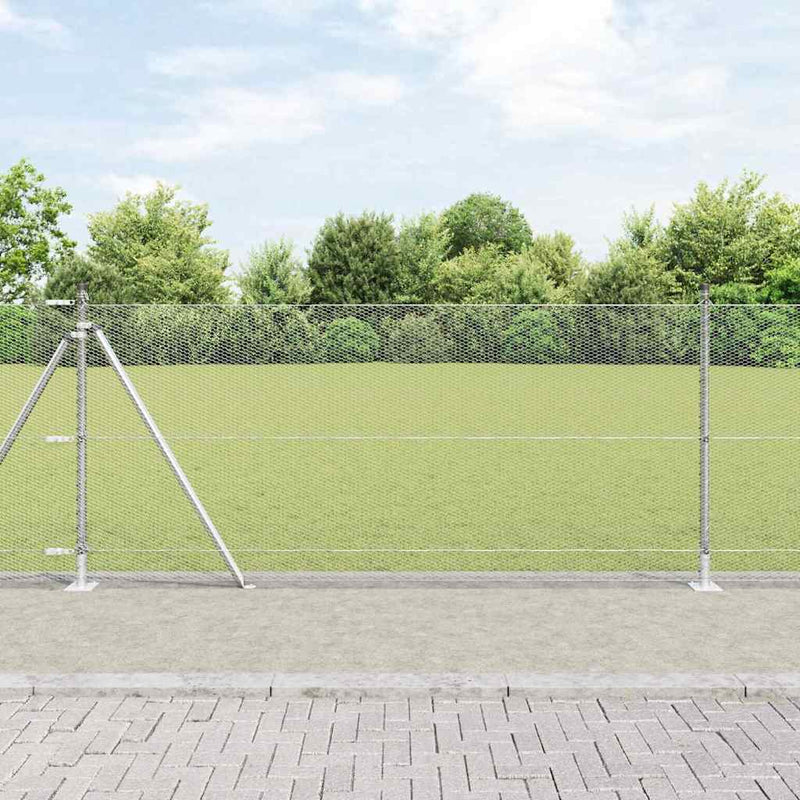 vidaXL Kerítés oszlopokkal Ezüst 0.8 x 100 m PVC-bevonatos acél