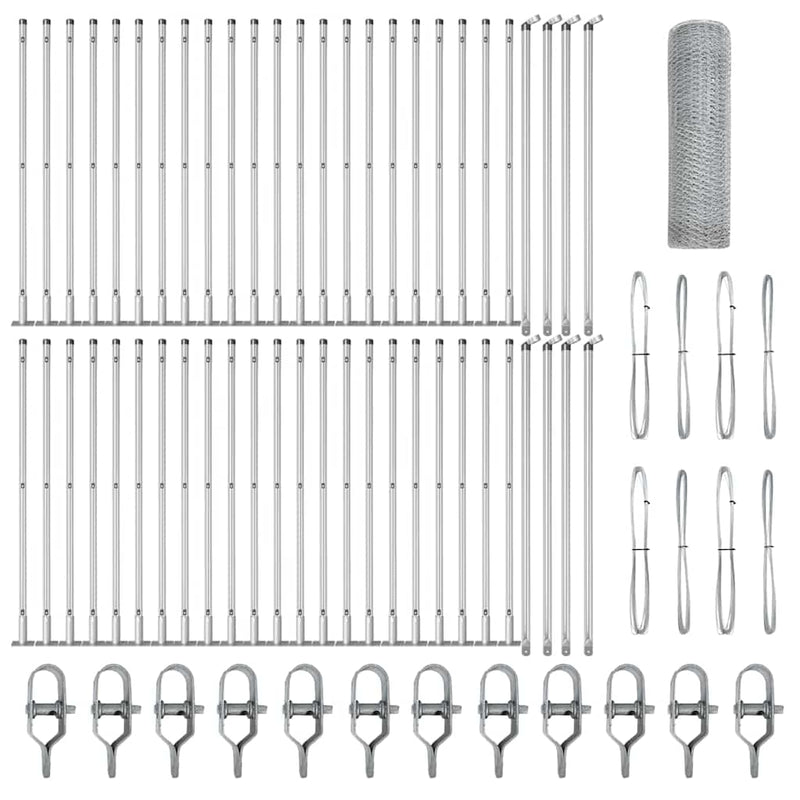 vidaXL Kerítés oszlopokkal Ezüst 0.8 x 100 m PVC-bevonatos acél