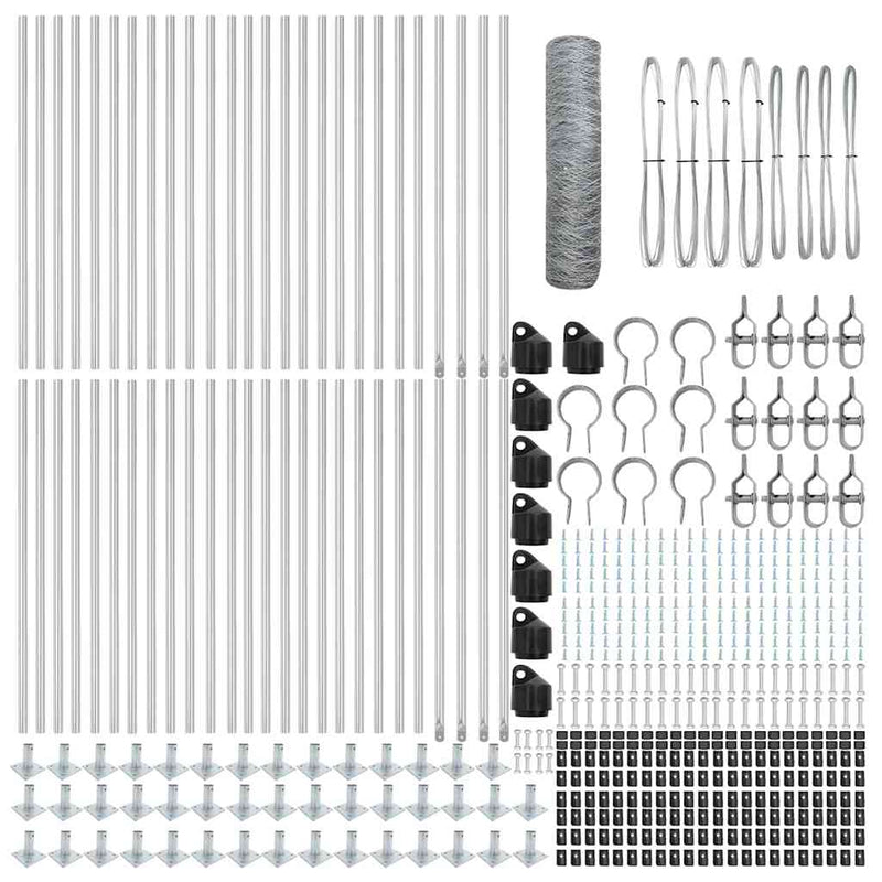vidaXL Kerítés oszlopokkal Ezüst 0.8 x 100 m PVC-bevonatos acél