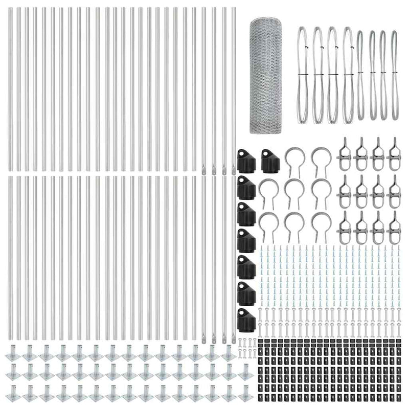 vidaXL Kerítés oszlopokkal Ezüst 1 x 100 m PVC-bevonatos acél
