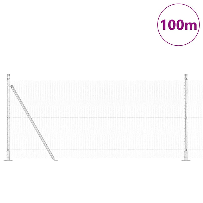 vidaXL Kerítés oszlopokkal Ezüst 1 x 100 m PVC-bevonatos acél