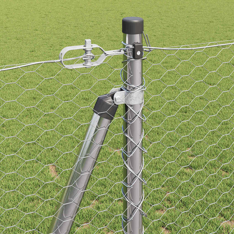 vidaXL Kerítés oszlopokkal Ezüst 1.2 x 100 m PVC-bevonatos acél