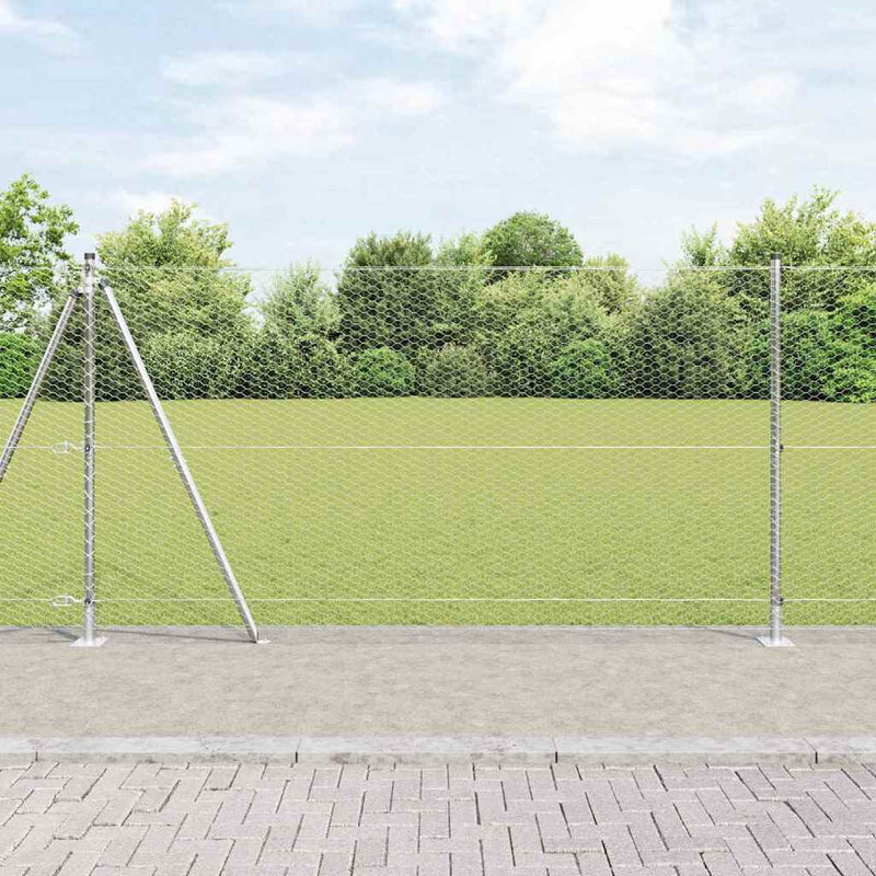 vidaXL Kerítés oszlopokkal Ezüst 1.2 x 100 m PVC-bevonatos acél