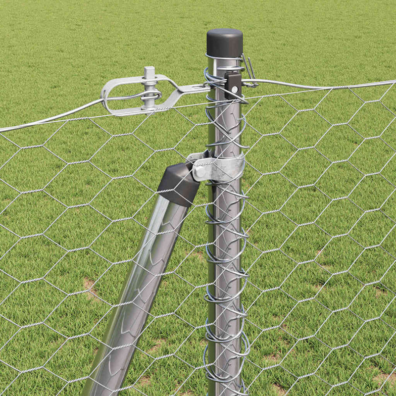 vidaXL Kerítés oszlopokkal Ezüst 1.2 x 100 m PVC-bevonatos acél