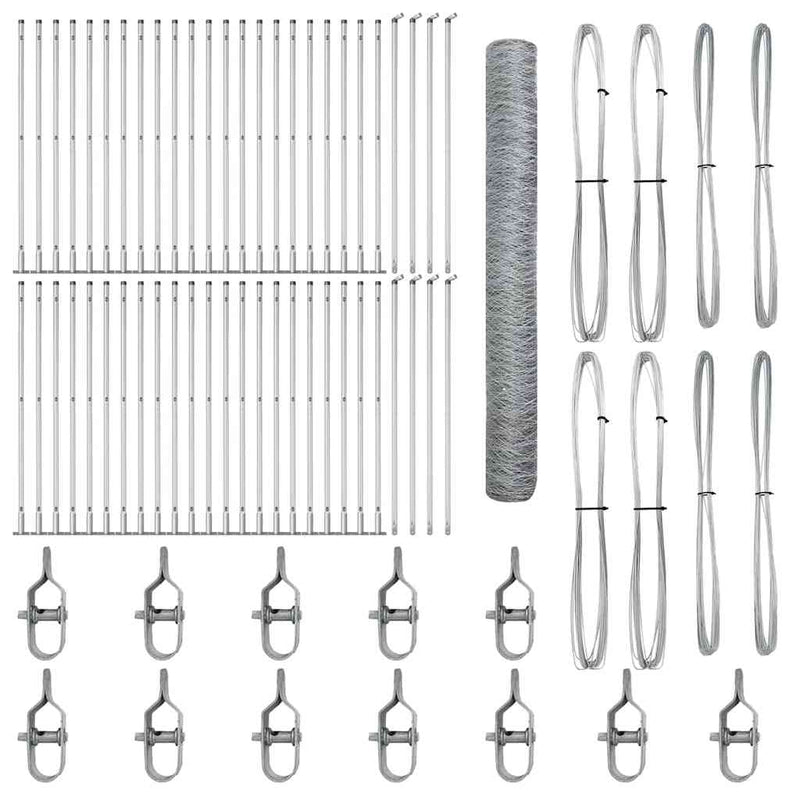 vidaXL Kerítés oszlopokkal Ezüst 1.2 x 100 m PVC-bevonatos acél