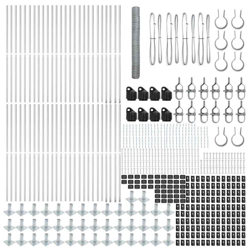 vidaXL Kerítés oszlopokkal Ezüst 1.2 x 100 m PVC-bevonatos acél