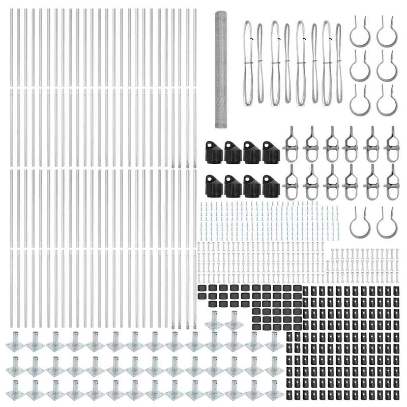 vidaXL Kerítés oszlopokkal Ezüst 1.4 x 100 m PVC-bevonatos acél
