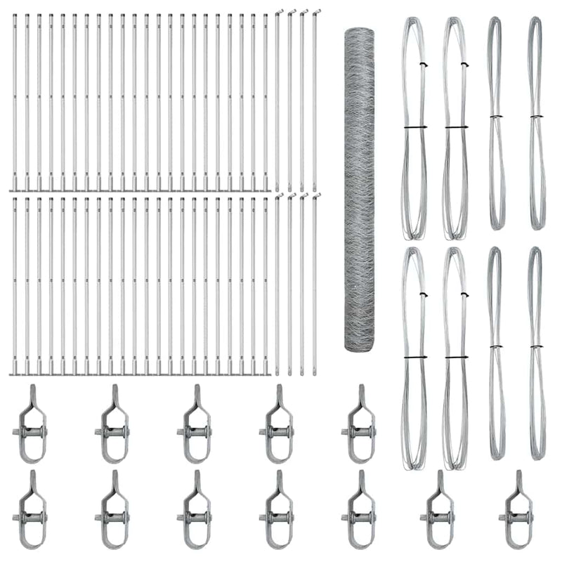 vidaXL Kerítés oszlopokkal Ezüst 1.4 x 100 m PVC-bevonatos acél