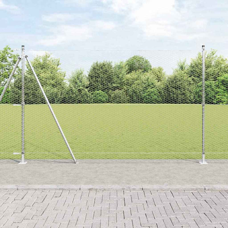 vidaXL Kerítés oszlopokkal Ezüst 1.5 x 100 m PVC-bevonatos acél