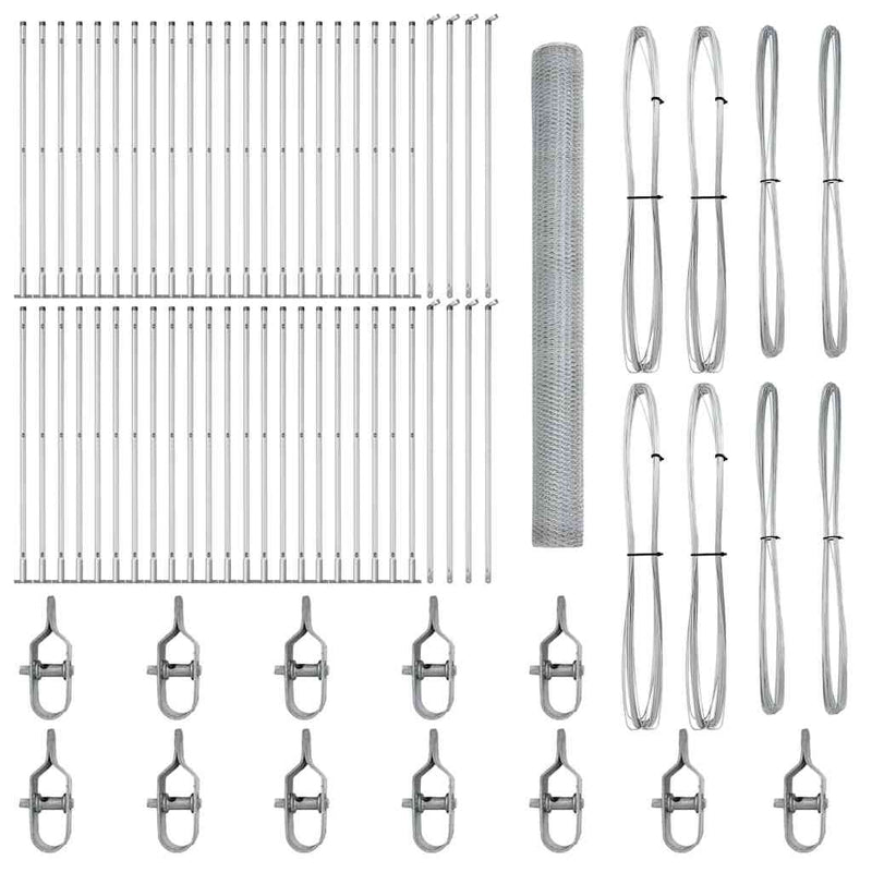 vidaXL Kerítés oszlopokkal Ezüst 1.5 x 100 m PVC-bevonatos acél