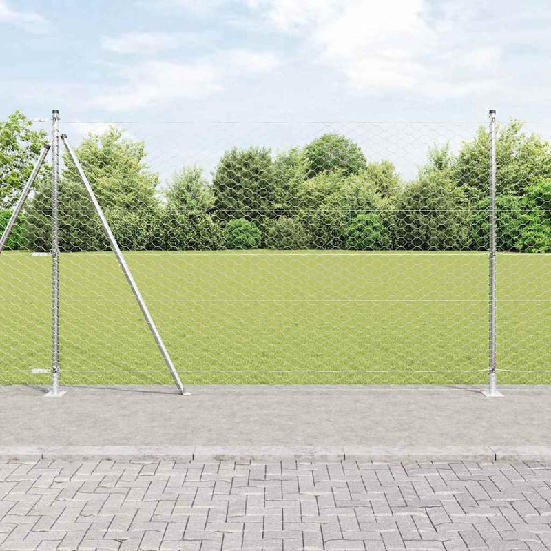 vidaXL Kerítés oszlopokkal Ezüst 1.5 x 100 m PVC-bevonatos acél