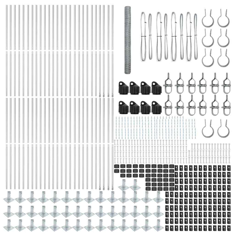 vidaXL Kerítés oszlopokkal Ezüst 1.5 x 100 m PVC-bevonatos acél