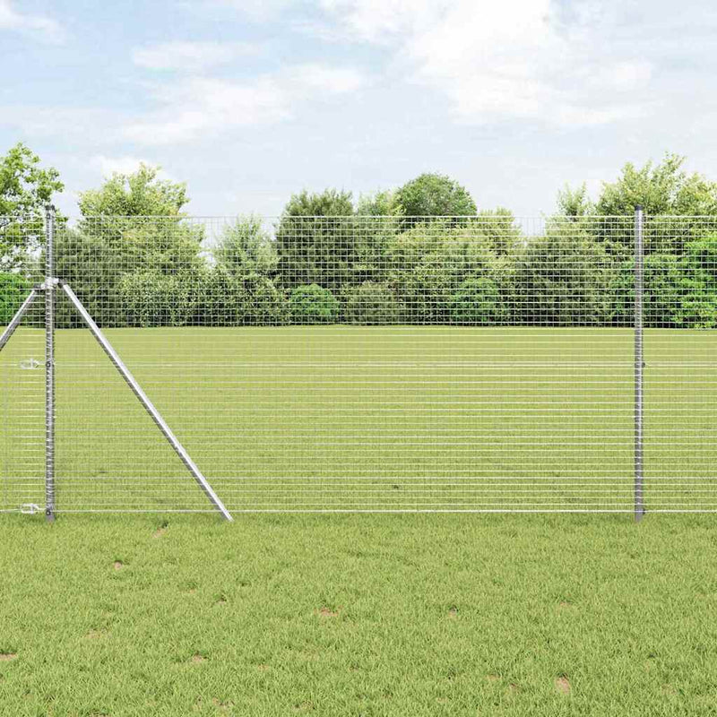 vidaXL Kerítés oszlopokkal Ezüst 1.4 x 10 m Acél