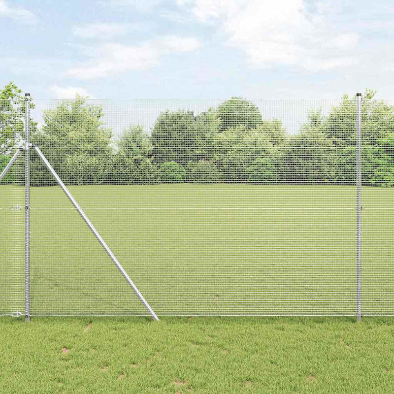 vidaXL Kerítés oszlopokkal Ezüst 1.6 x 10 m Acél