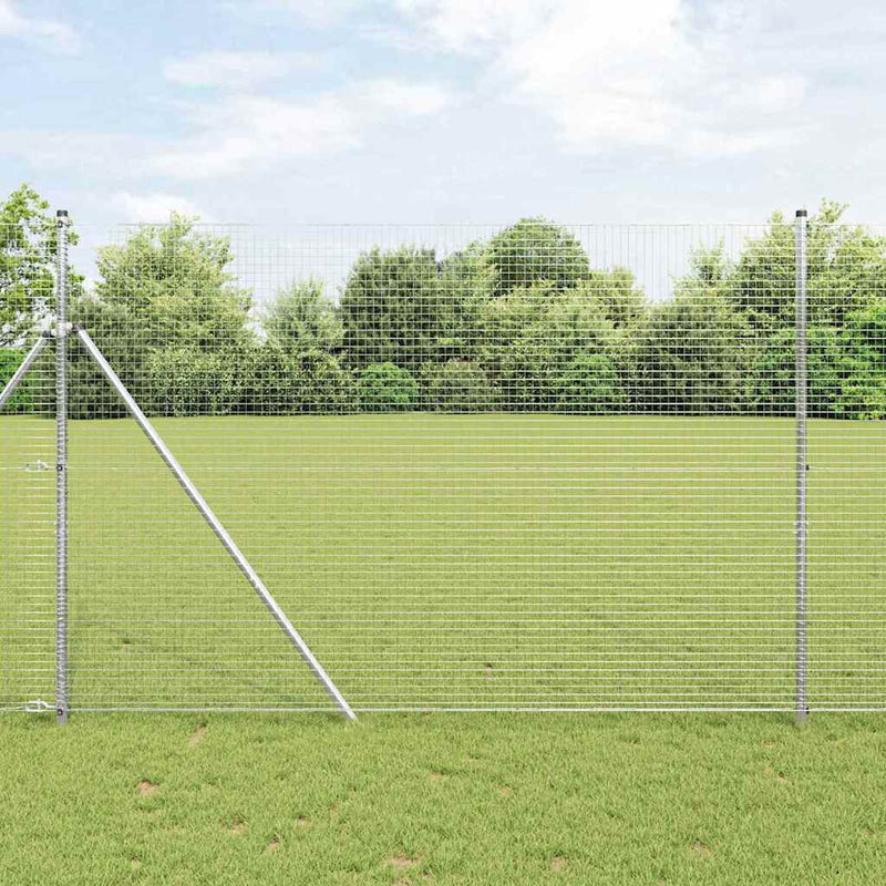 vidaXL Kerítés oszlopokkal Ezüst 1.6 x 10 m Acél
