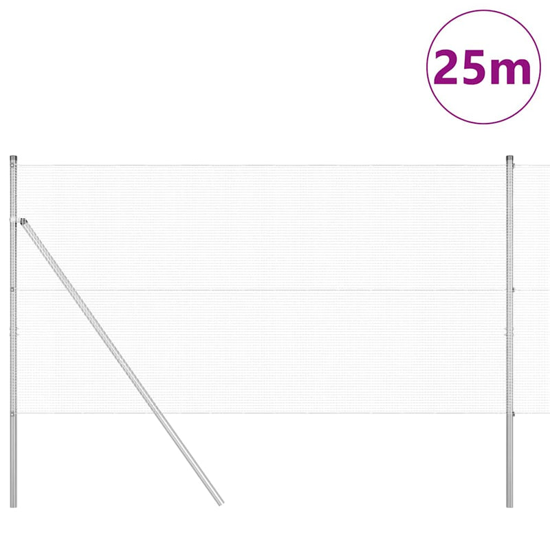 vidaXL Kerítés oszlopokkal Ezüst 1.2 x 25 m Acél