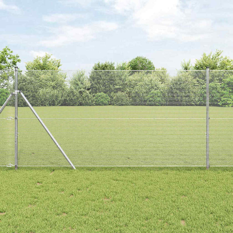 vidaXL Kerítés oszlopokkal Ezüst 1.4 x 25 m Acél