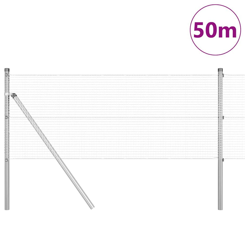 vidaXL Kerítés oszlopokkal Ezüst 0.4 x 50 m Acél