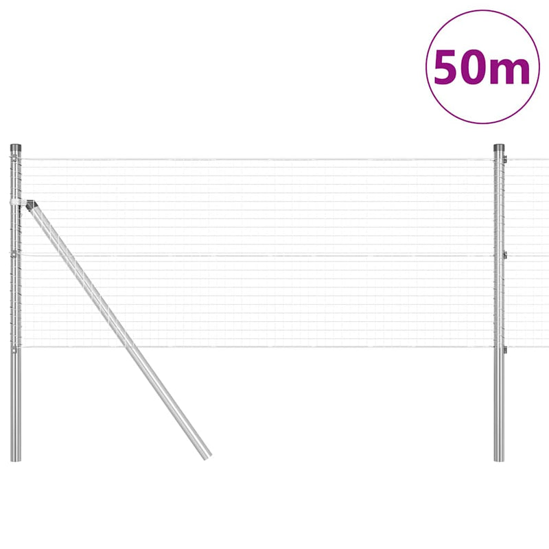 vidaXL Kerítés oszlopokkal Ezüst 0.5 x 50 m Acél