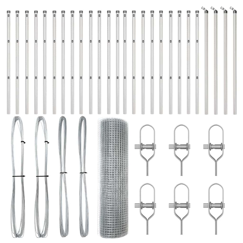 vidaXL Kerítés oszlopokkal Ezüst 0.6 x 50 m Acél