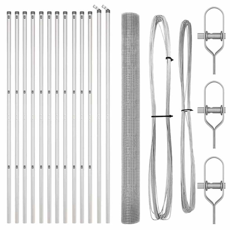 vidaXL Kerítés oszlopokkal Ezüst 1.5 x 50 m Acél