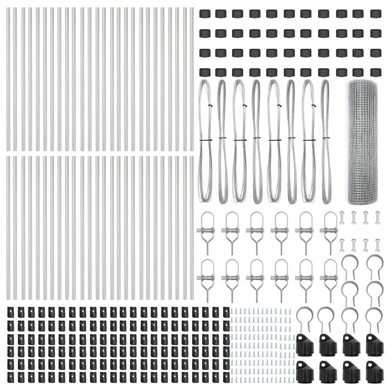 vidaXL Kerítés oszlopokkal Ezüst 0.4 x 100 m Acél