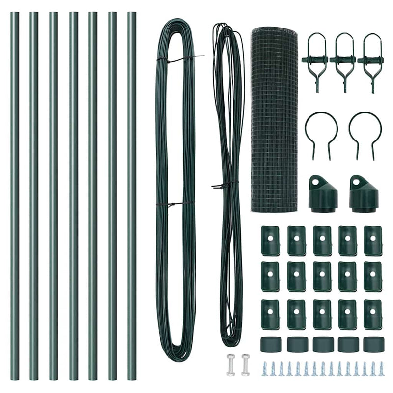 vidaXL Kerítés oszlopokkal Zöld 0.5 x 10 m Acél