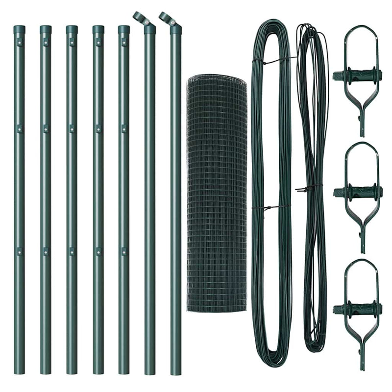 vidaXL Kerítés oszlopokkal Zöld 0.8 x 10 m Acél