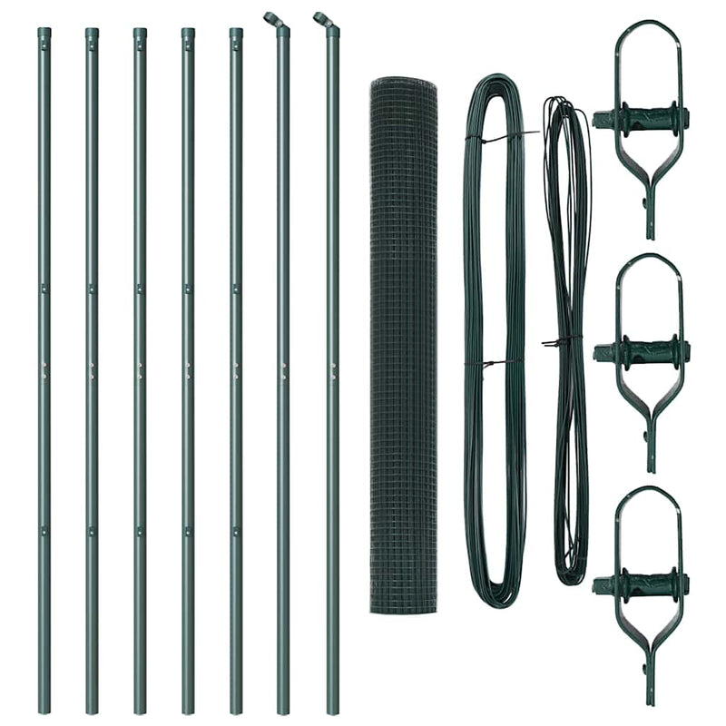 vidaXL Kerítés oszlopokkal Zöld 1 x 10 m Acél