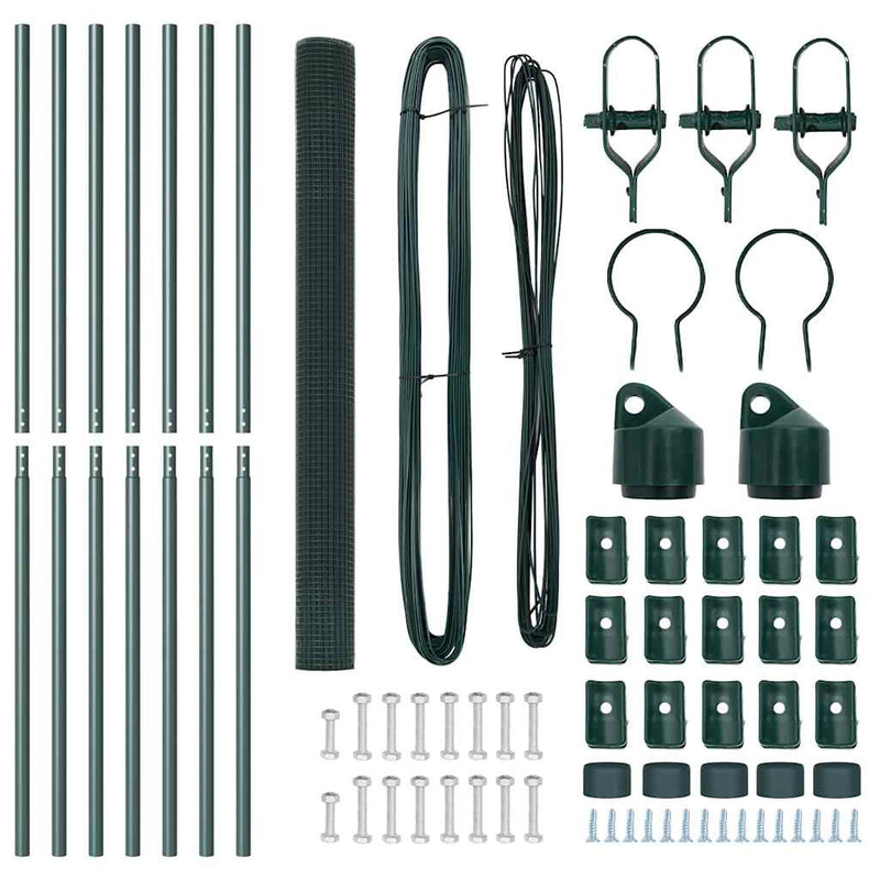 vidaXL Kerítés oszlopokkal Zöld 1.6 x 10 m Acél