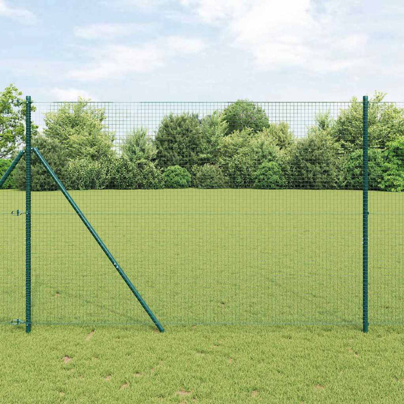 vidaXL Kerítés oszlopokkal Zöld 1.6 x 10 m Acél